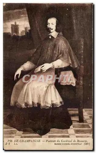 Cartes postales Philippe de Champagne Portrait du cardinal de Mazarin Musee Conde Chantilly