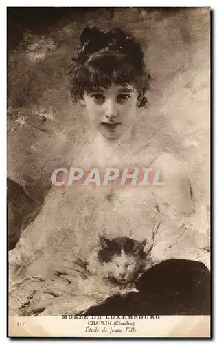 Cartes postales Musee du Luxembourg Chaplin Etude de jeune fille Chat