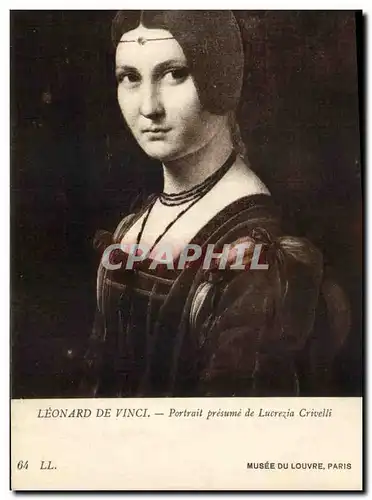 Cartes postales Fantaisie Femme Leonard de Vinci Lucrezia Crivelli Musee du Louvre paris