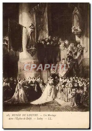 Ansichtskarte AK Fantaisie Musee du Louvre Paris Un mariage dans l&#39eglise de defile Isabey