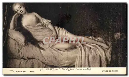 Ansichtskarte AK Fantaisie Femme Perin La Duthe Jeune femme couchee Musee de Reims