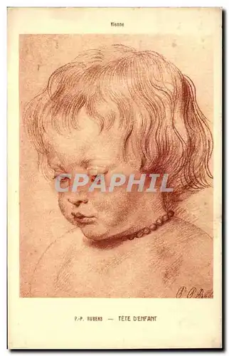 Cartes postales Fantaisie Vienne Rubens tete d&#39enfant