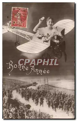 Cartes postales Fantaisie Femme Avion Militaria