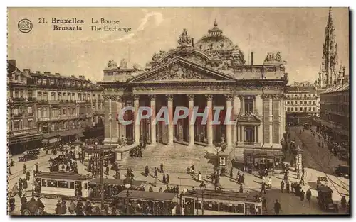 Cartes postales Bruxelles La Bourse Tramways