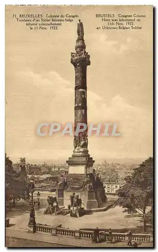 Ansichtskarte AK Bruxelles Colonne du Congres Tombeau d&#39un Soldat Inconnu belge