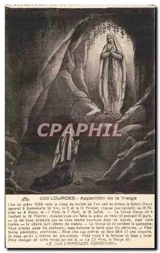 Cartes postales Lourdes Apparition de la Vierge