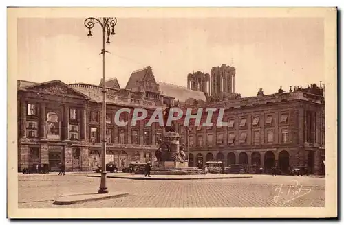 Ansichtskarte AK Reims La Place Royale et la Statue de Louis XV