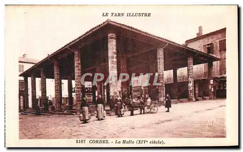 Cartes postales Le Tarn Illustre Cordes La Halle Voiture a ane Laitieres