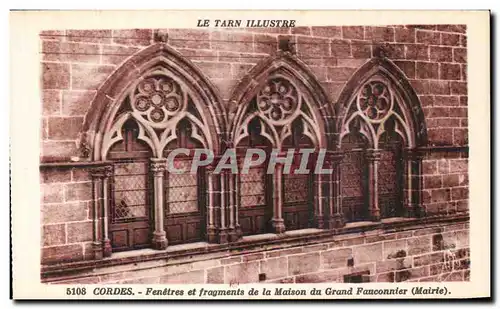 Cartes postales Le Tarn Illustre Cordes Fenetres et fragments de la Maison du Grand Fauconnier