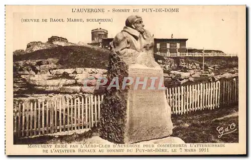 Cartes postales L&#39auvergne Sommet Du Puy De Dome Monument Erige Par L Aero Club d&#39Auvergne Renaux