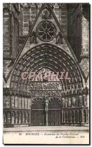 Ansichtskarte AK Bourges Ensemble Du Porche Central De La Cathedrale