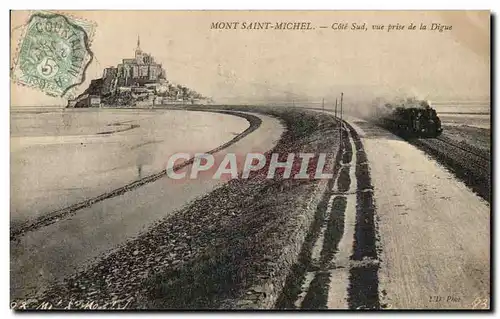 Ansichtskarte AK Mont Saint Michel Cote Sud vue prise de la DigueTrain