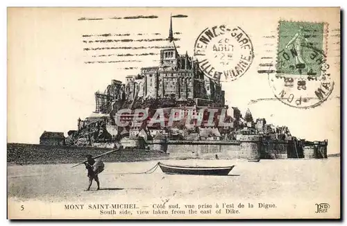 Cartes postales Mont Saint Michel Cote Sud vue prise a l&#39est de la Digue Pecheur