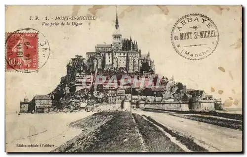 Cartes postales Le Mont Saint Michel Vue prise de la Digue