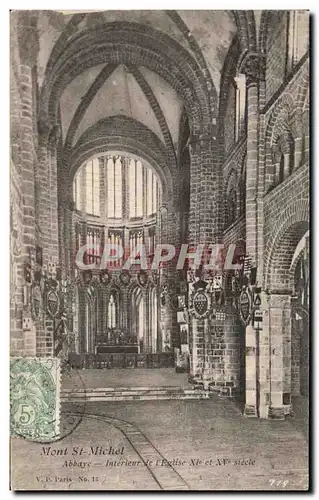 Cartes postales Mont Saint Michel Abbaye Interieur de l'Eglise