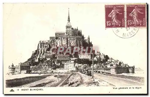 Cartes postales Mont Saint Michel Vue generale et la digue