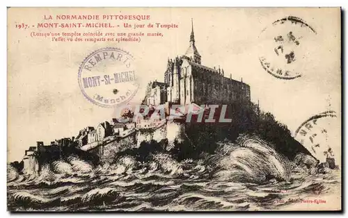 Cartes postales La Normandie Pittoresque Mont Saint Michel Un Jour De Thempete