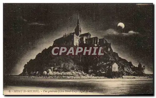 Cartes postales Mont St MIchel Vue Generale Effet De Nuit