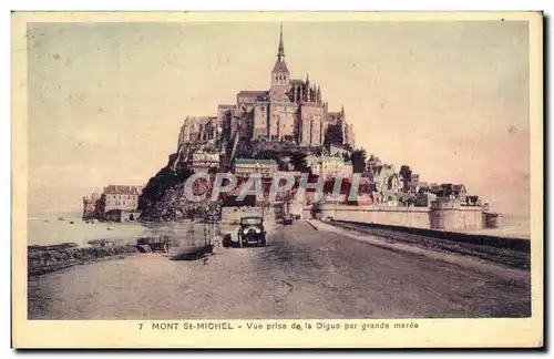 Ansichtskarte AK Mont St Michel Vue Prise de la Digue par Grande Maree