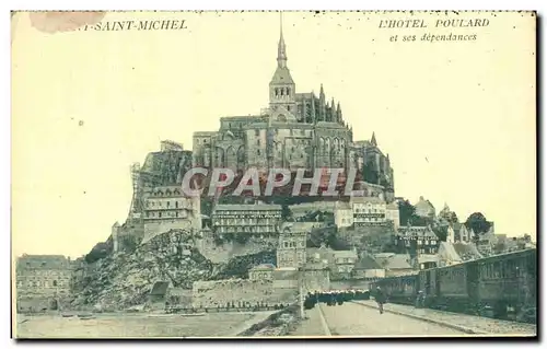 Cartes postales Le Mont St Michel L'Hotel Poulard et ses dependances Train