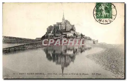 Cartes postales Le Mont St Michel Cote Sud Vue Prise a l'Est de la Digue