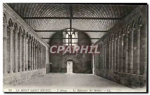 Cartes postales Le Mont St Michel L&#39Abbaye Le Refectoire des Moines