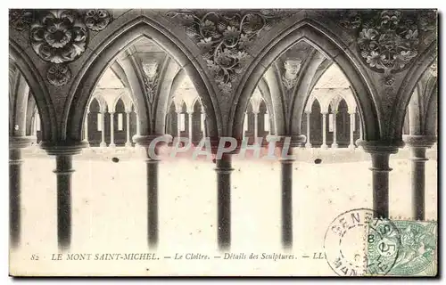 Cartes postales Le Mont Saint Michel Le Cloitre Details des Sculptures