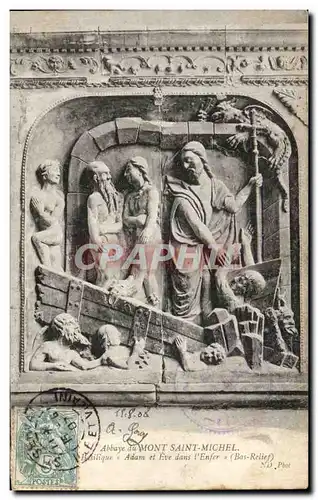 Cartes postales Abbaye du Mont Saint Michel La Basilique Adam et Eve dans I'Enfer