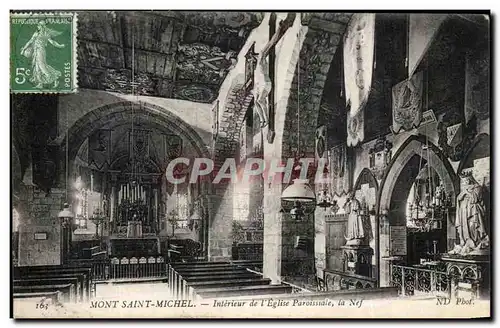 Cartes postales Mont Saint Michel Interieur de I&#39Eglise Paroissiale la Nef