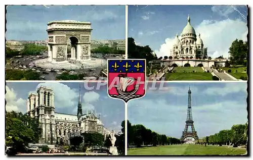 Ansichtskarte AK Notre Paris L&#39Arc de Triomphe Sacre Coeur Notre Dame