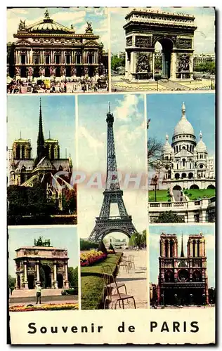 Cartes postales Souvenir de Paris Opera Arc de Triomphe Tour Eiffel