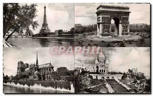 Ansichtskarte AK Paris Et Ses Merveilles La Tour Eiffel Arc de Triomphe Sacre Coeur Montmartre