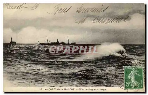 Cartes postales Les Cotes De La Manche Effet De Vague Au Large Bateau