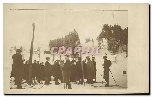 CARTE PHOTO Sports d&#39hiver Ski Militaria
