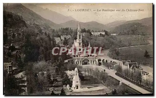 Ansichtskarte AK Lourdes La Basilique vue du Chateau Fort