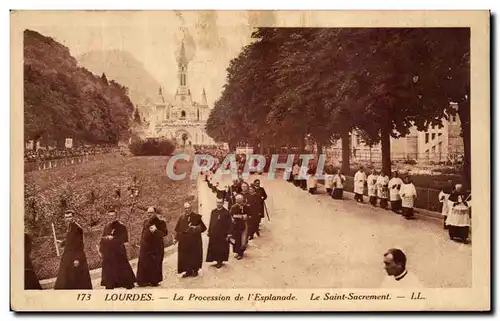 Cartes postales Lourdes La Procession de l&#39Esplanade Le Saint Sacrement