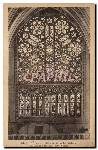 Cartes postales Sees Interieur de la Cathedrale La grande rosace