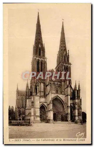 Cartes postales Sees La Cathedrale et le Monument Conte