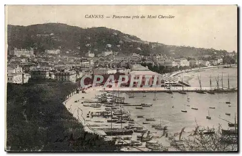 Ansichtskarte AK Cannes Panorama pris du Mont Chevalier Bateaux