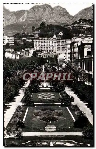 Cartes postales Menton Le Jardin Public et les Montagnes de Ste Agnes