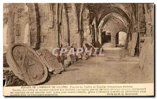 Cartes postales Ruines De L&#39Abbaye De Villers Couloir du Cloitre et Escalier