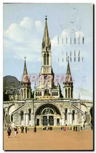 Ansichtskarte AK Lourdes Facade de la Basilique avec Couronne et Croix