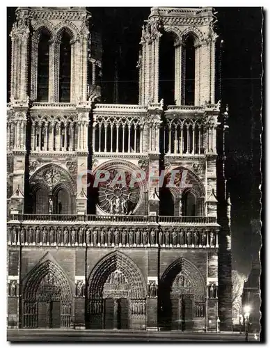 Ansichtskarte AK Paris Et Ses Merveilles Vue De Nuit Sur La Facade De La Cathedrale Notre Dame