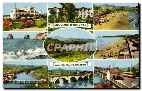 Cartes postales Souvenir D&#39Hendaye Frontiere Franco Espagnole