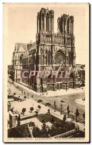 Cartes postales Reims La Cathedrale Place Du Cardinal Lucon