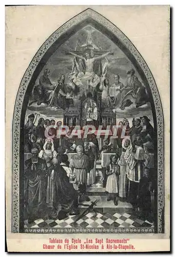 Ansichtskarte AK Tableau du cycle Les Sept Sacrements Choeur de l&#39Eglise st Nicolas a Aix a Chapelle