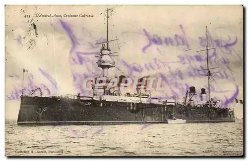 Cartes postales L&#39Amiral Auve Croiseur Cuirasse Bateau