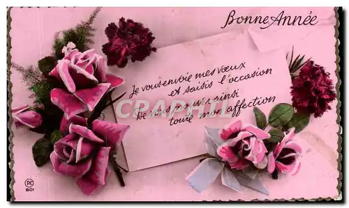 Cartes postales Bonne Annee Fleurs