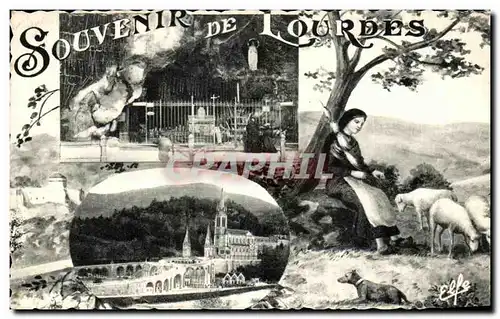 Ansichtskarte AK Souvenir De Lourdes Sainte Bernadette gardant les moutons a Bartres