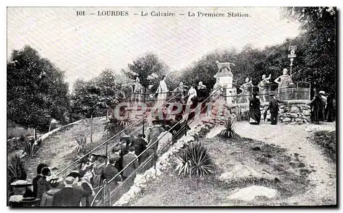 Ansichtskarte AK Lourdes Calvaire premiere station